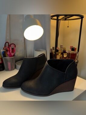 Lucky Brand Black Wedge Ankle Booties